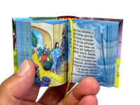 Biblia Infantil set of 2, Antiguo y Nuevo Testamento mini books w/ stand illustr