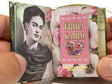 Frida Kahlo miniature book Spanish hardcover w golden stand 442 pgs color photos