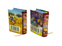 Biblia Infantil set of 2, Antiguo y Nuevo Testamento mini books w/ stand illustr