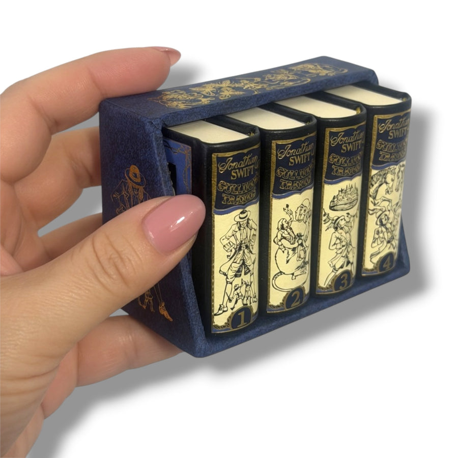 Gulliver's Travels - Jonathan Swift Miniature Leather Books 4-Vol set w/slipcase