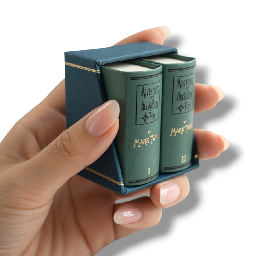 The Adventures of Huckleberry Finn Miniature Book 2 Vols leather slipcase 1105p