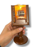 Santa Biblia completa with wood lectern Miniature Book Reina Valera full version